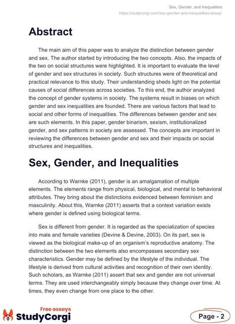 sex gender and inequalities free essay example