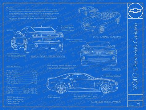 2010 Chevy Camaro Blueprint 18x24 This Listing Is For A