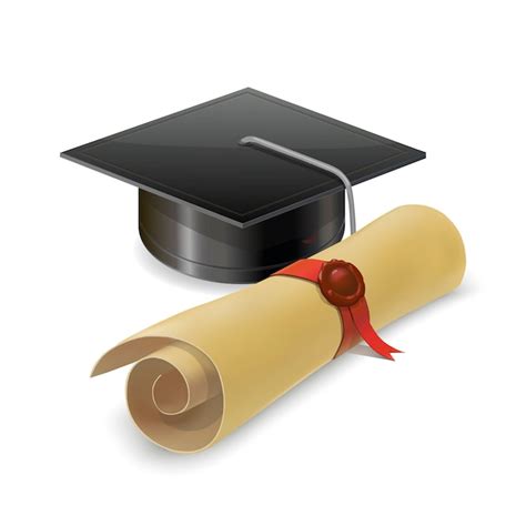 Graduation Cap With Diploma Isolated Premium Vector