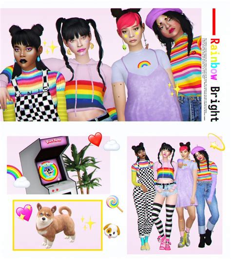 Whimsims 🌈 Rainbow Bright Lookbook ☁️ Amara Ovenfinds Sims 4