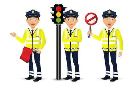 Premium Vector People Set Profession Traffic Policeman
