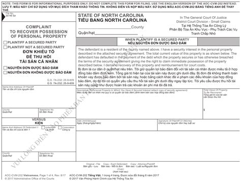 Form Aoc Cvm 202 Download Printable Pdf Or Fill Online Complaint To