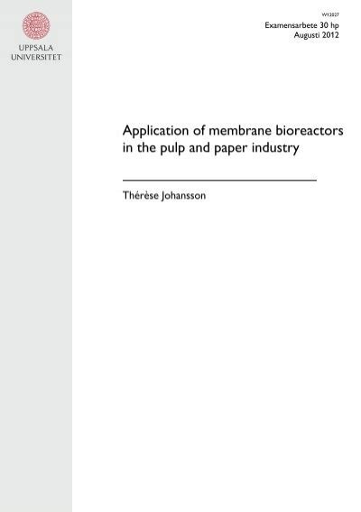 Application Of Membrane Bioreactors In The Pulp And Paper Industry