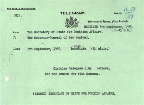 New Zealand Declares War On Germany Nzhistory New Zealand History Online