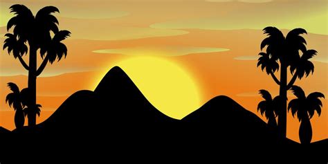 Silhouette Scene Of Mountains At Sunset 414750 Vector Art