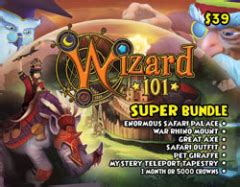 For players who wish to explore beyond the free to play zones, there are prepaid game cards available online that may be redeemed for time in the game or crowns. Item:Super Bundle Gift Card - Wizard101 Wiki