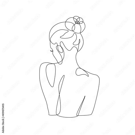 Woman Body Line Drawing Abstract Minimal Female Back Icon Logo