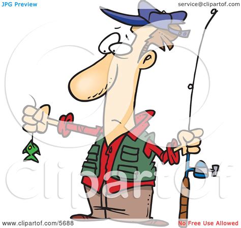 Disappointed Fisherman With A Very Small Fish Clipart