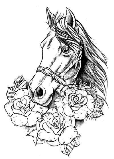 Cut out one of each type of shape (head, neck, body, and front and. Kinda like this | Horse coloring pages, Horse tattoo ...