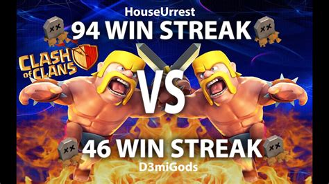 Clash Of Clans War Attacks 94 Win Streak Vs 46 Win Streak Town Hall