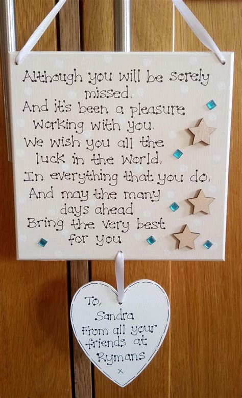 Gift ideas for friend leaving work. Personalised Colleague Gift Plaque, Work Friend, New Job ...