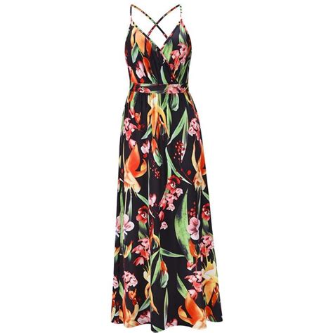 Casual Dresses Women Summer Spaghetti Strap Wrap V Neck Backless Maxi Dress Bohemian Tropical