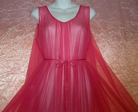 Intime Vintage Nightgown Pink Double Nylon Chiffon Bridal Etsy
