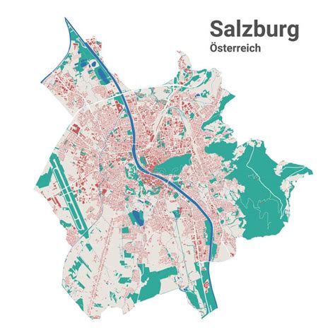 Salzburg Vector Map Detailed Map Of Salzburg City Administrative Area