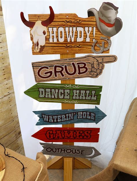 Western Party Directional Sign Cardboard Stand Up Rodeo Party Cowboy