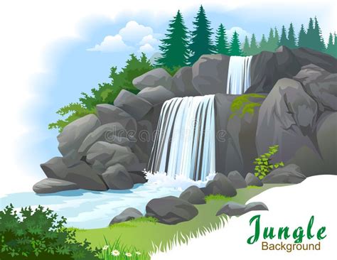 Waterfall In A Jungle Stock Vector Illustration Of Nature 24716021