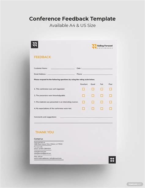 Conference Feedback Form Template In Illustrator Indesign Word Psd