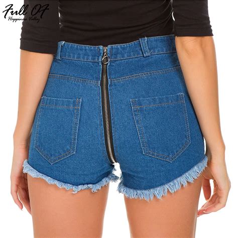 Sexy High Waist Shorts Jeans Woman Befree Fashion Hole Zippers Skinny