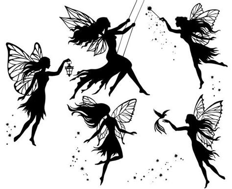 Fairy Fairies Silhouette Svg Graphics Illustration Vector Logo Digital Clipart Fairy