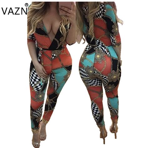 Buy Vazn Hot Fashion Design 2018 Bodycon Jumpsuit Short Sleeve Full Length