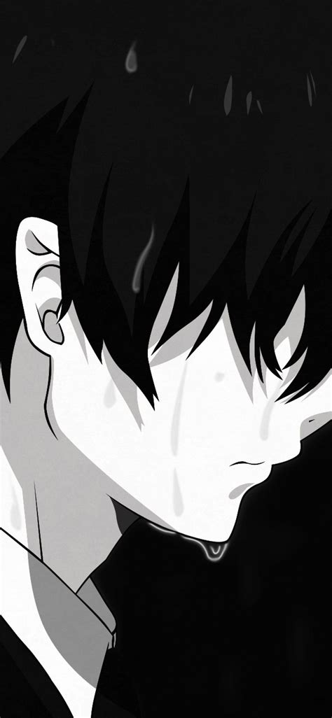 Alone Anime Boy Black And White Wallpaper Hd Wallpaper Sadness Anime