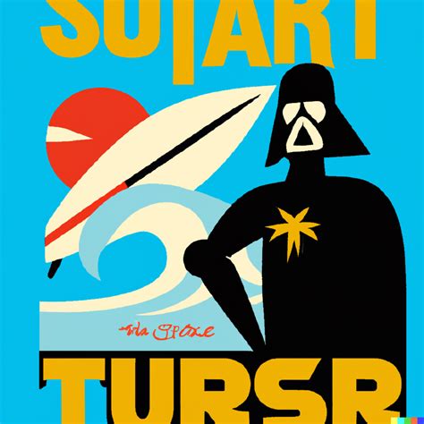Kitt × Dall·e 2 Art Deco Surf Tourism Poster With The Theme Of Darth