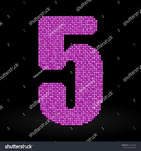Vector Sequins Number 5 Glitter Font Stock Vector Royalty Free