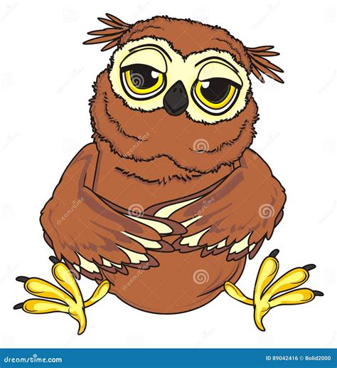 Tired Owl Sit Stock Illustration Illustration Of Tired 89042416