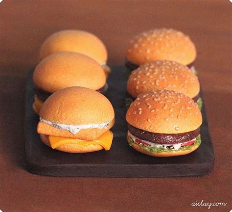 Burgers Miniature Food Tiny Food Clay Food
