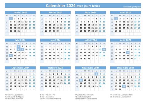 Jours Fériés 2024 En France Mois Dates Et Calendrier