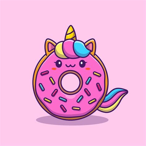 Premium Vector Cute Unicorn Doughnut Donut Cartoon Icon Illustration