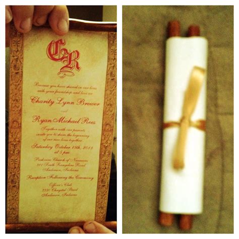 Diy scroll invitations are super easy and with the help of spray paint and jewels they certainly look the part! Pin by Charity on Renaissance/ fall themed wedding ...
