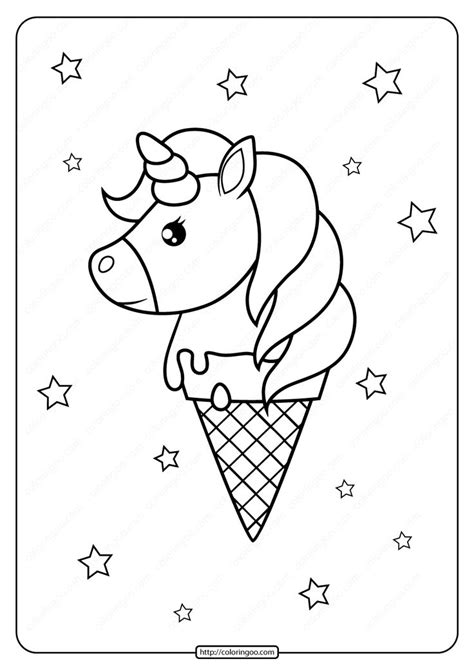 Printable Unicorn Ice Cream Cone Coloring Page Unicorn Coloring Pages