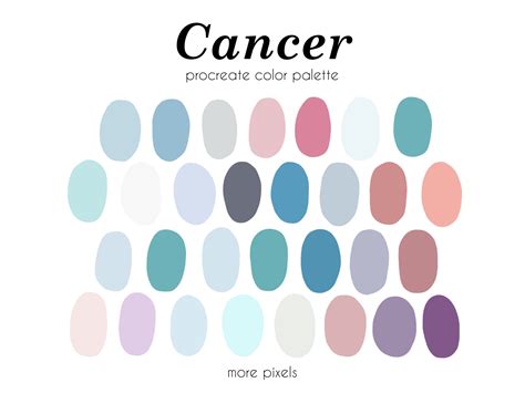Cancer Procreate Color Palette Zodiac Color Palette Hex Etsy