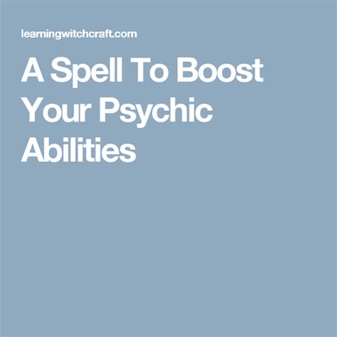 A Spell To Boost Your Psychic Abilities Psychic Abilities Psychic