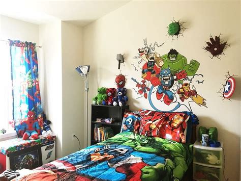 Batman painted canvas wall decor is stretched over an mdf frame and boasts a white background on which white and black streaks of paint form the shape of batman, one of dc's most famous. Jesse bedroom | Marvel bedroom, Marvel room, Avengers room