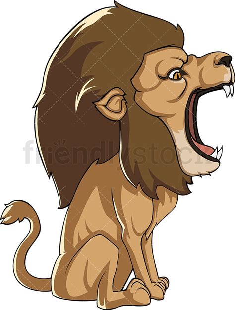 Massive Lion Roar Cartoon Vector Clipart FriendlyStock