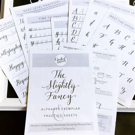 Modern Calligraphy Worksheet Printable Download Slightly Etsy