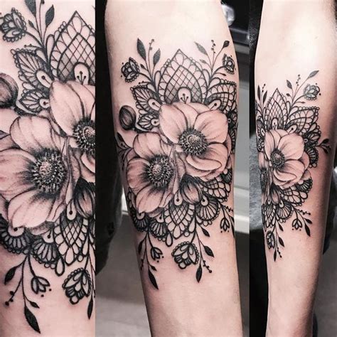 The Lace Tattoo Of Flowers For Women Lace Sleeve Tattoos Lace