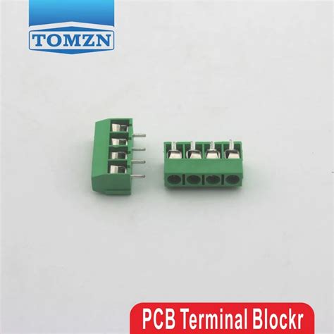 100 Pcs 4 Pin Screw Green Pcb Terminal Block Connector 5mm Pitch In