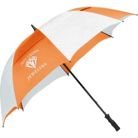 Custom Orange And White Stripe 62 Inch Arc Vented Golf Course Umbrellas