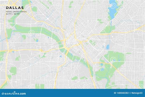 Printable Street Map Of Dallas Texas Stock Vector Illustration Of