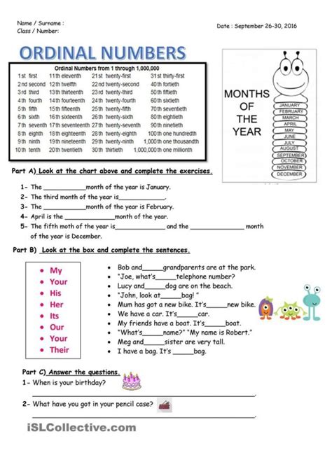 3rd Grade Ordinal Numbers Worksheet Pdf Kidsworksheetfun