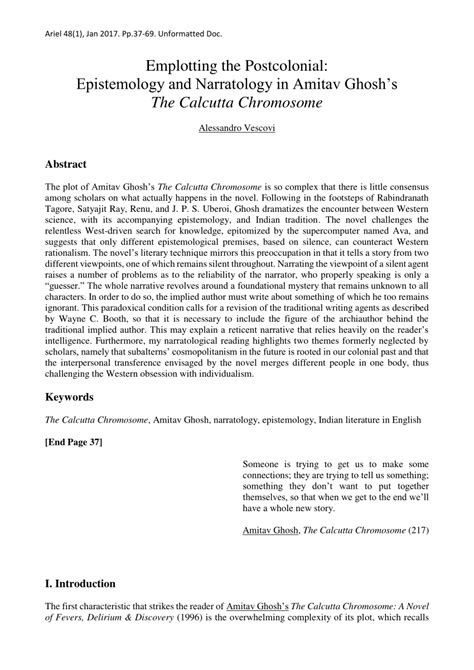 pdf emplotting the postcolonial epistemology and narratology in amitav ghosh s the calcutta