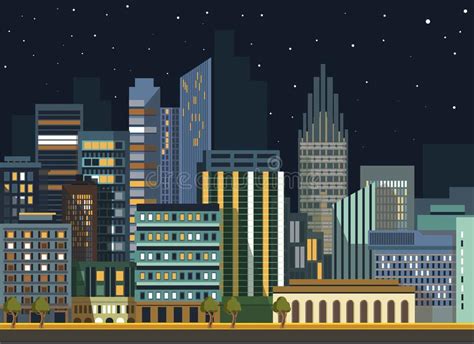 Night City Landscape Stock Vector Illustration Of Scenery 39283956