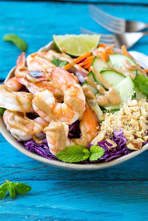 How to make thai crunch salad with peanut dressing. Thai Shrimp Salad With Peanut Dressing - Thai Noodle Salad With The Best Ever Peanut Sauce ...