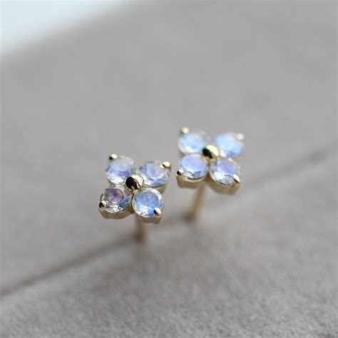 Quality Moonstone In 18k Gold Stud Earrings Jewelry Accessories T J