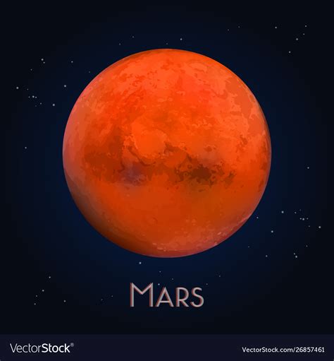 3d Mars Or Realistic Red Planet Astronomy Vector Image