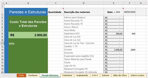 Planilha De Custo Para Construção E Reforma