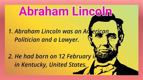 10 Lines On Abraham Lincoln In English Short Essay On Abraham